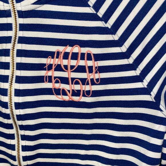 Lilly Pulitzer Skipper Popover Navy Blue Striped Half-Zip Sweatshirt Size XS - Picture 4 of 8